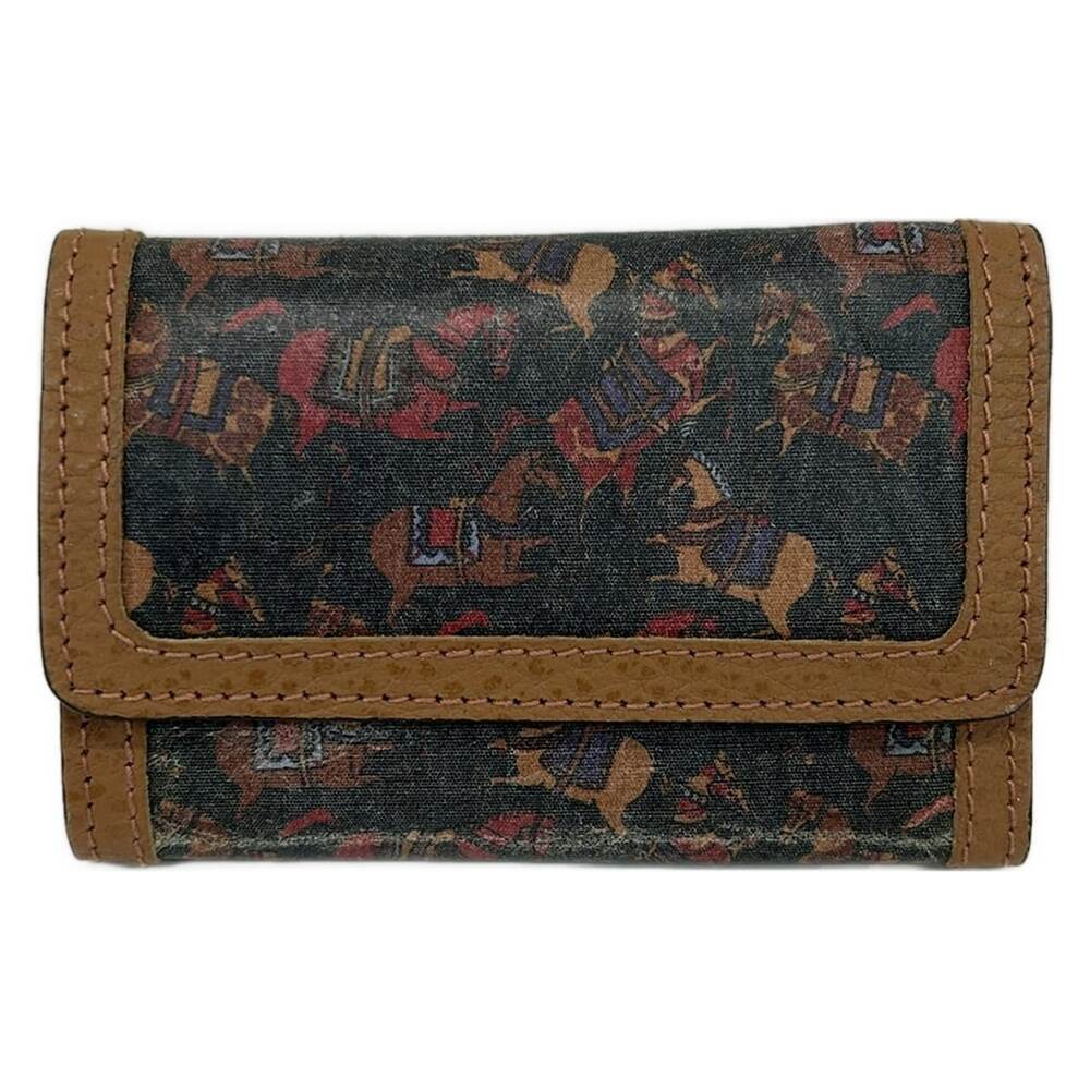 Salvatore Ferragamo Key Case Black Red Brown PVC Leather